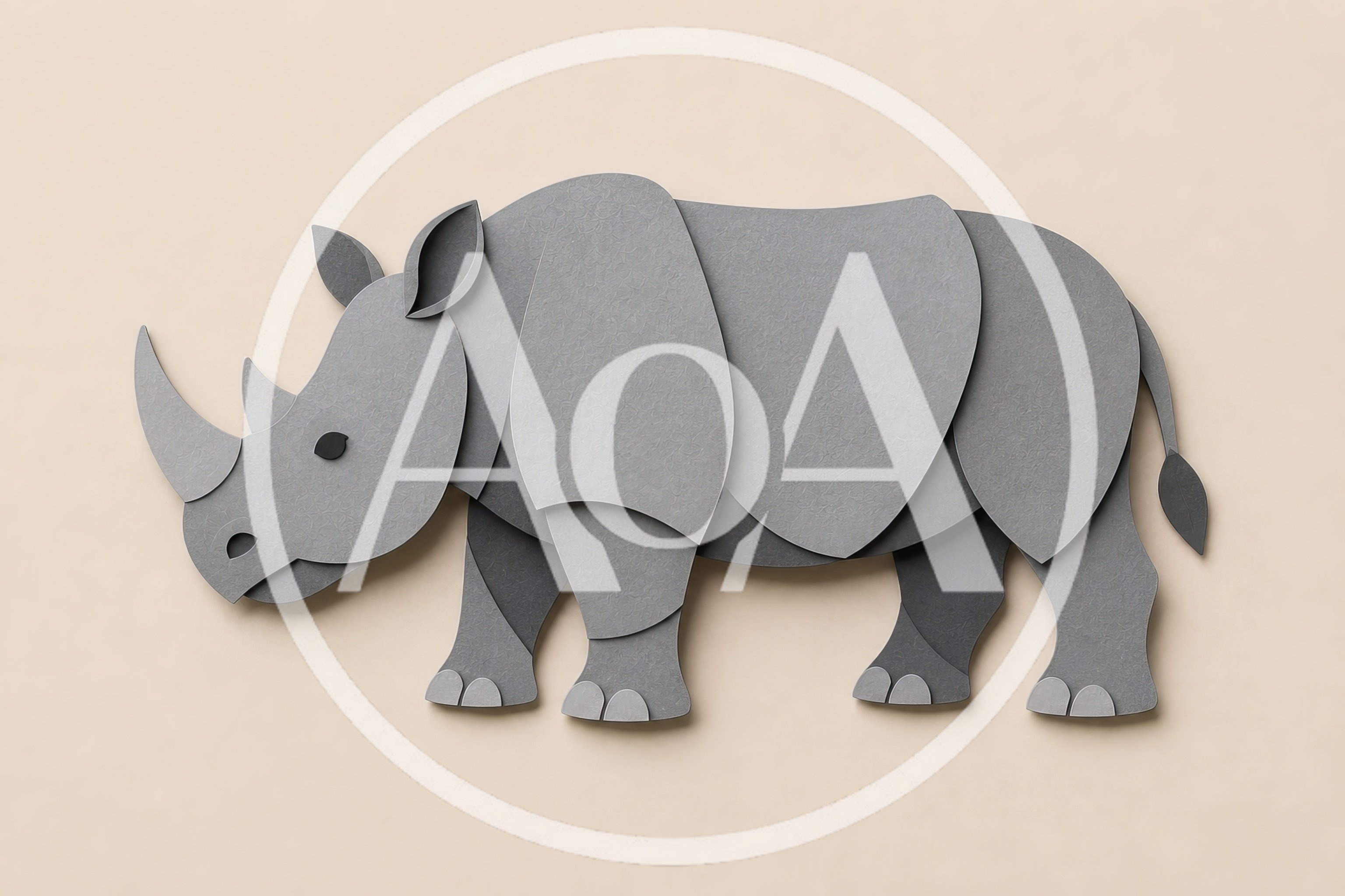 Paper Cutout Style Rhinoceros Illustration