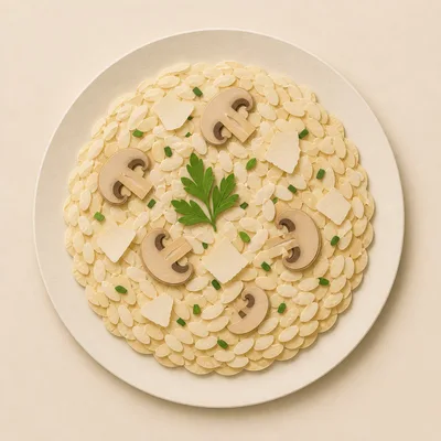 Paper Craft Illustration Of Mushroom Risotto On Plate