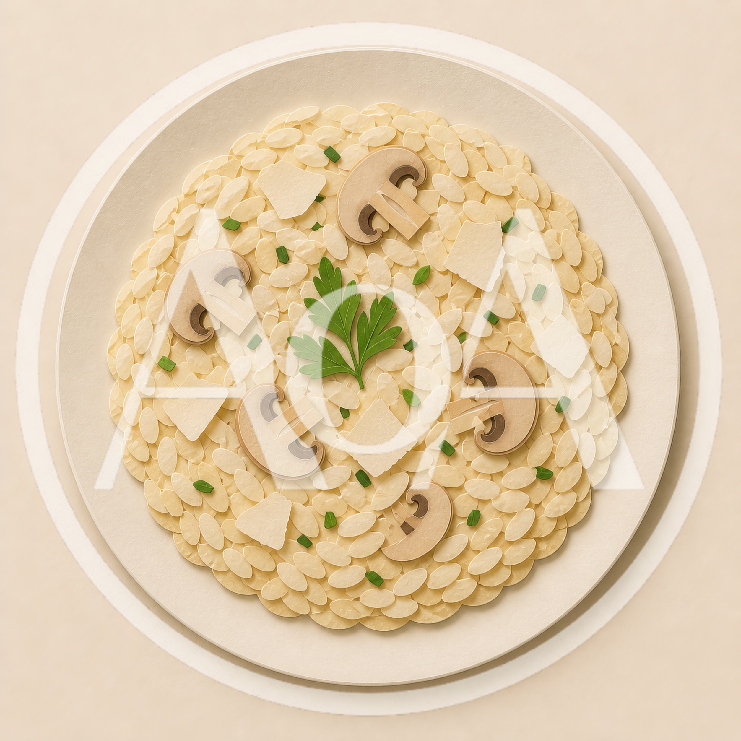 Paper Craft Illustration Of Mushroom Risotto On Plate
