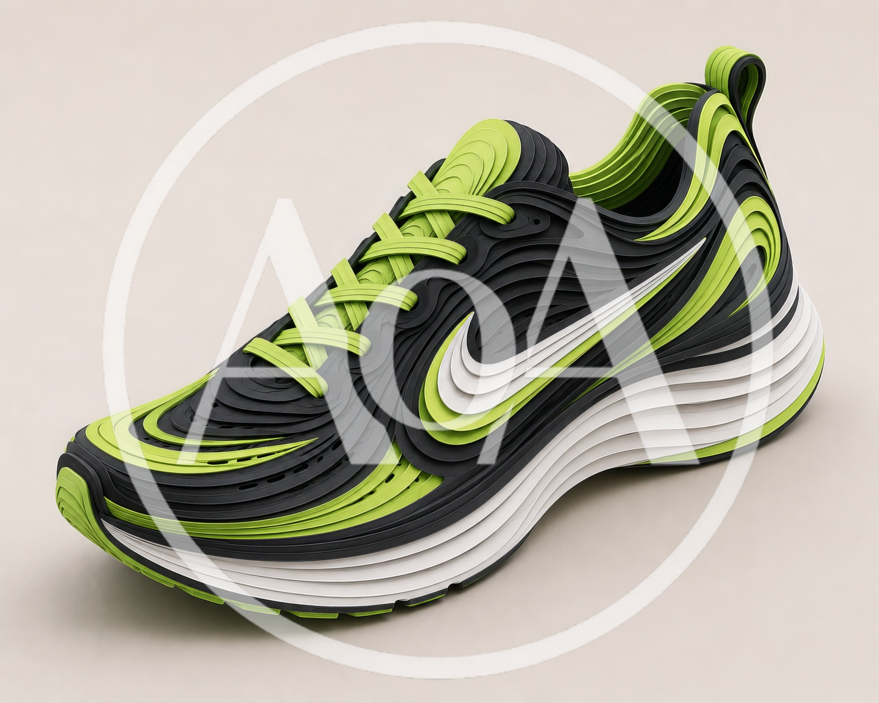 Layered Paper Art Style Nike Running Shoe