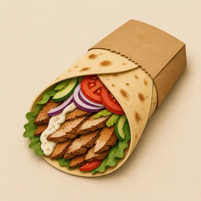 Doner Kebab Wrap With Fresh Vegetables And Sauce