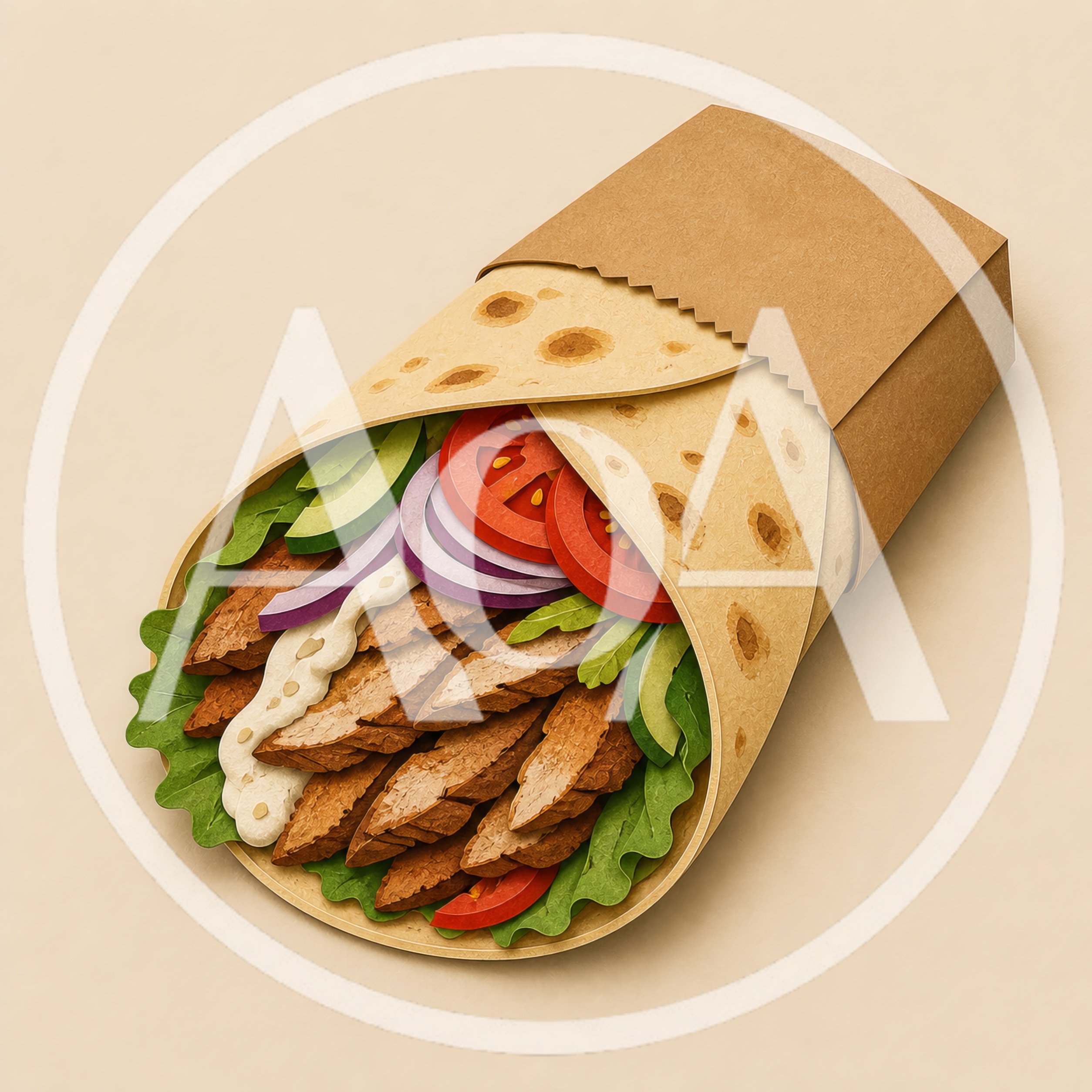 Doner Kebab Wrap With Fresh Vegetables And Sauce