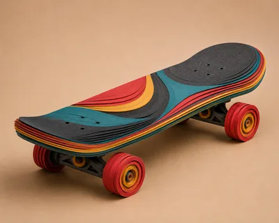 Paper Quilling Art Style Skateboard Model