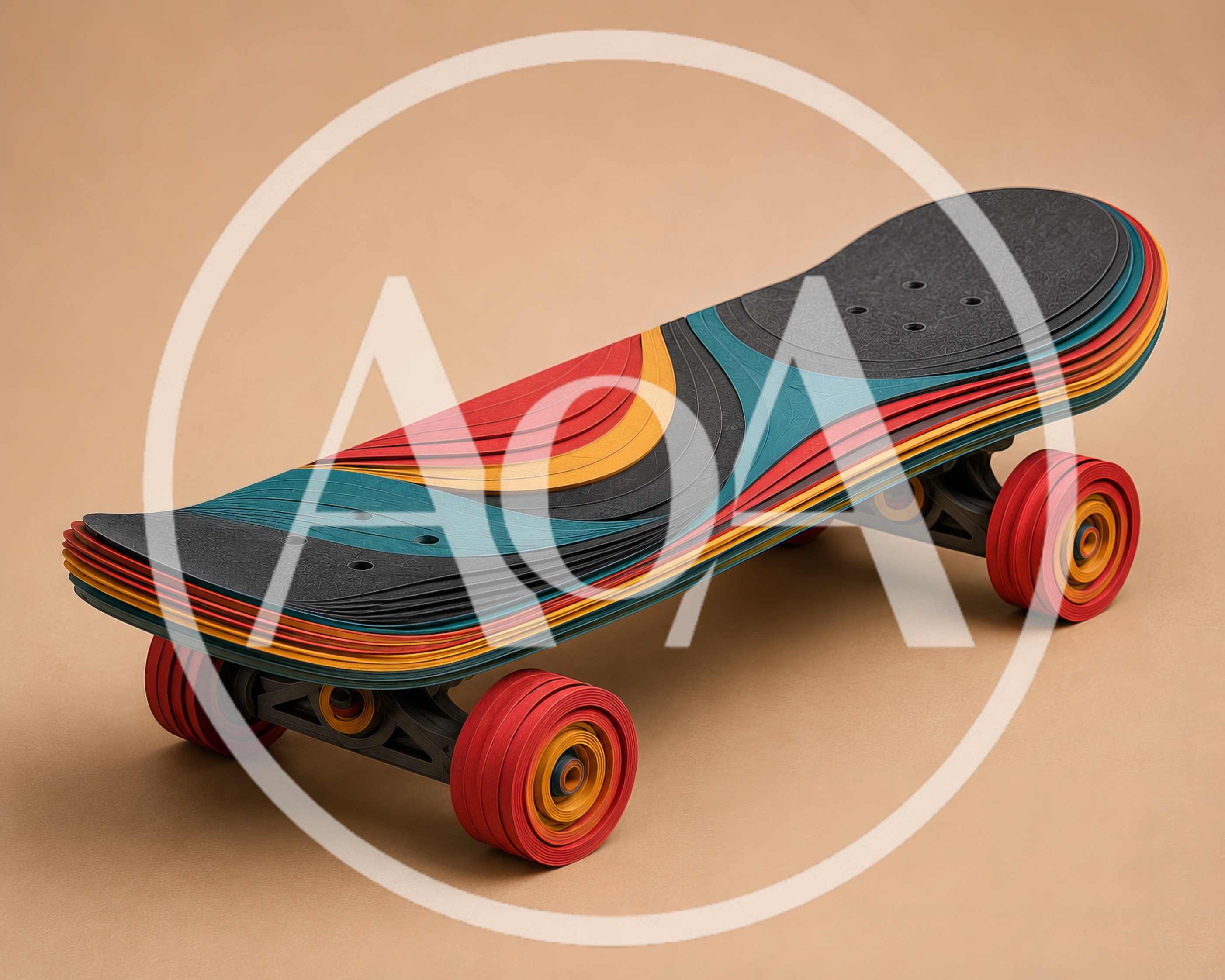 Paper Quilling Art Style Skateboard Model