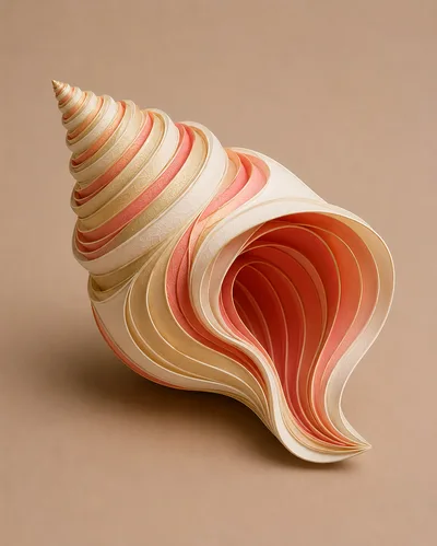 Intricate Paper Quilling Seashell Sculpture