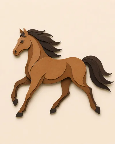 Paper Cutout Illustration Of A Running Horse