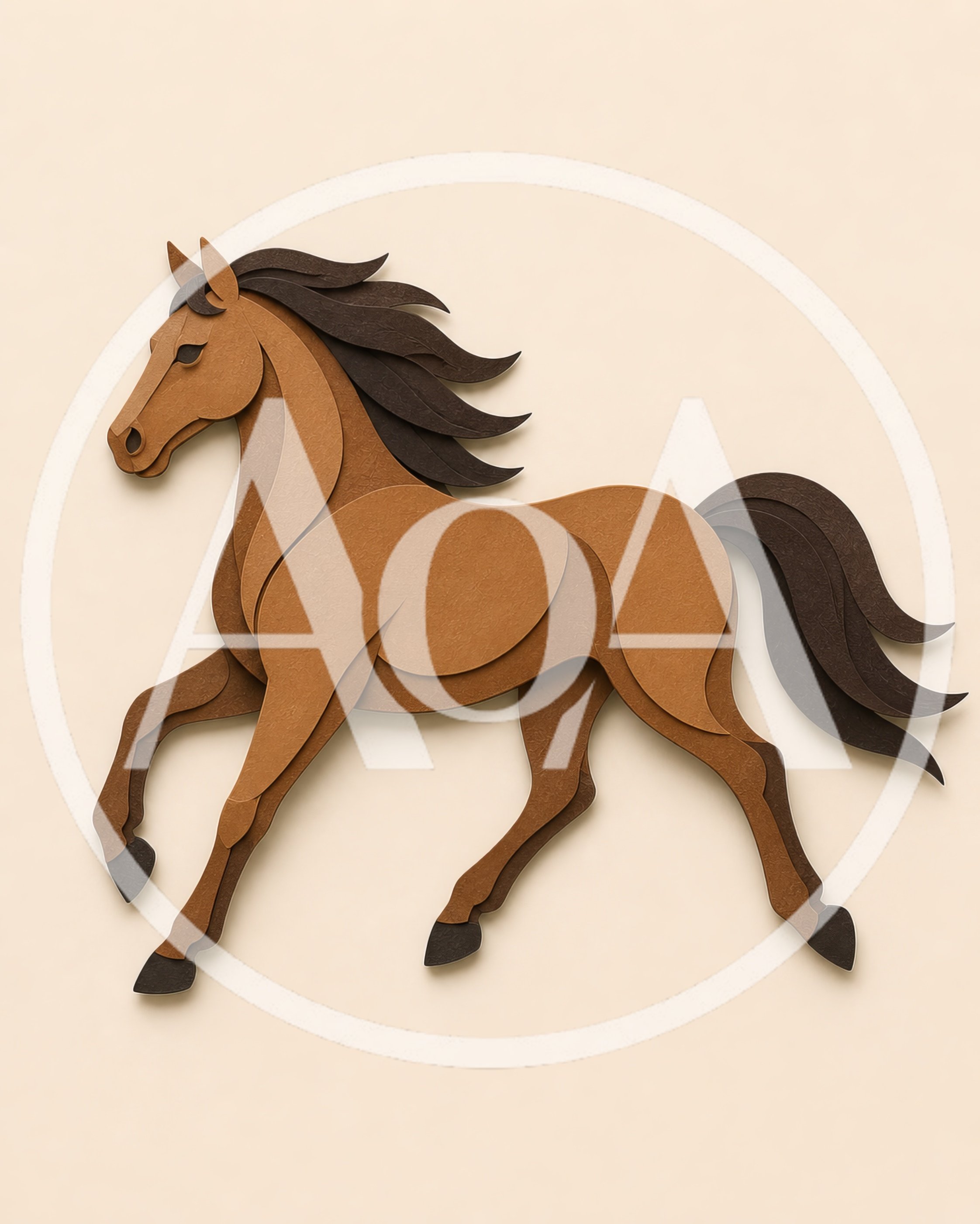 Paper Cutout Illustration Of A Running Horse