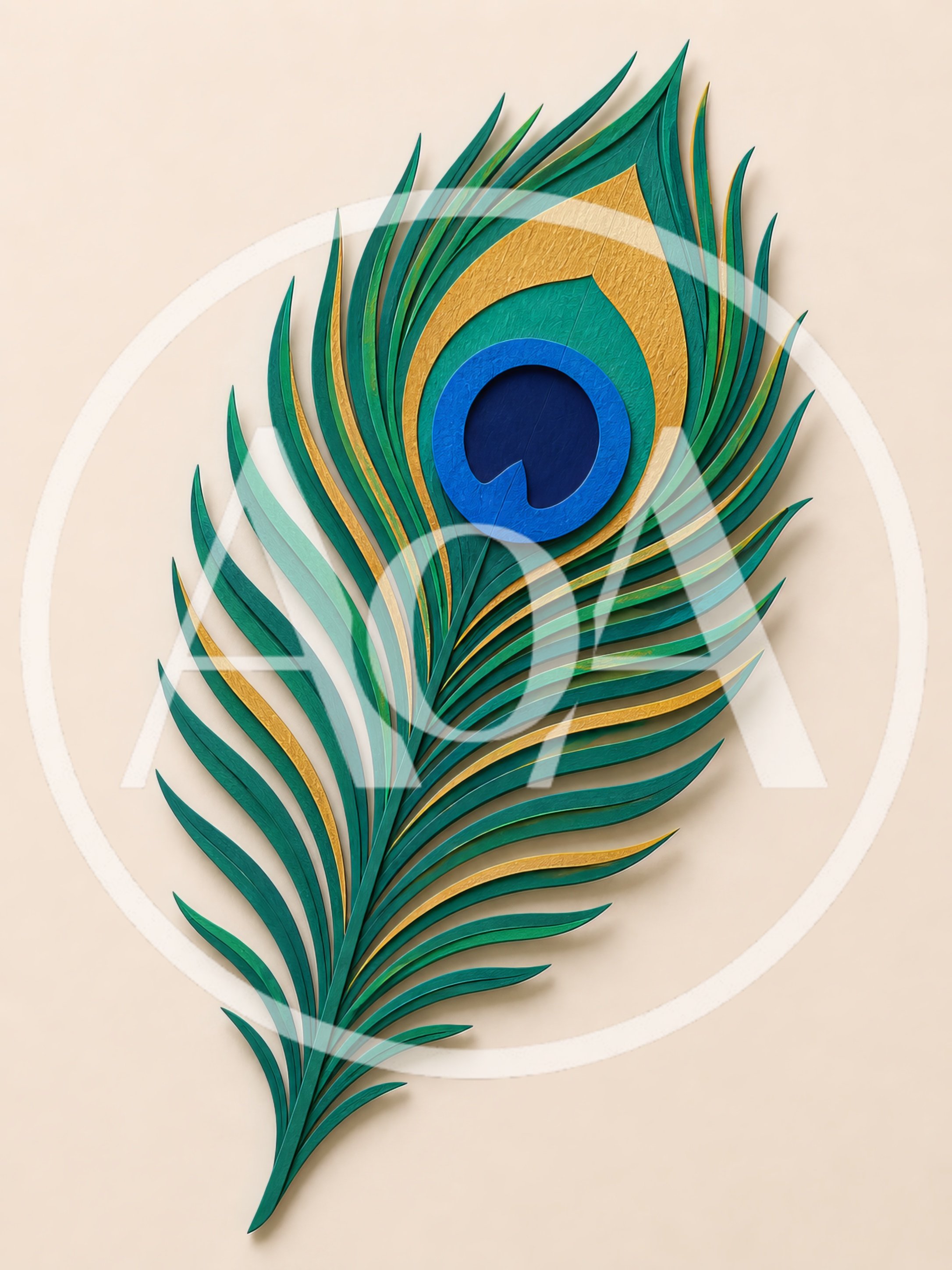 Paper Cutout Peacock Feather Illustration