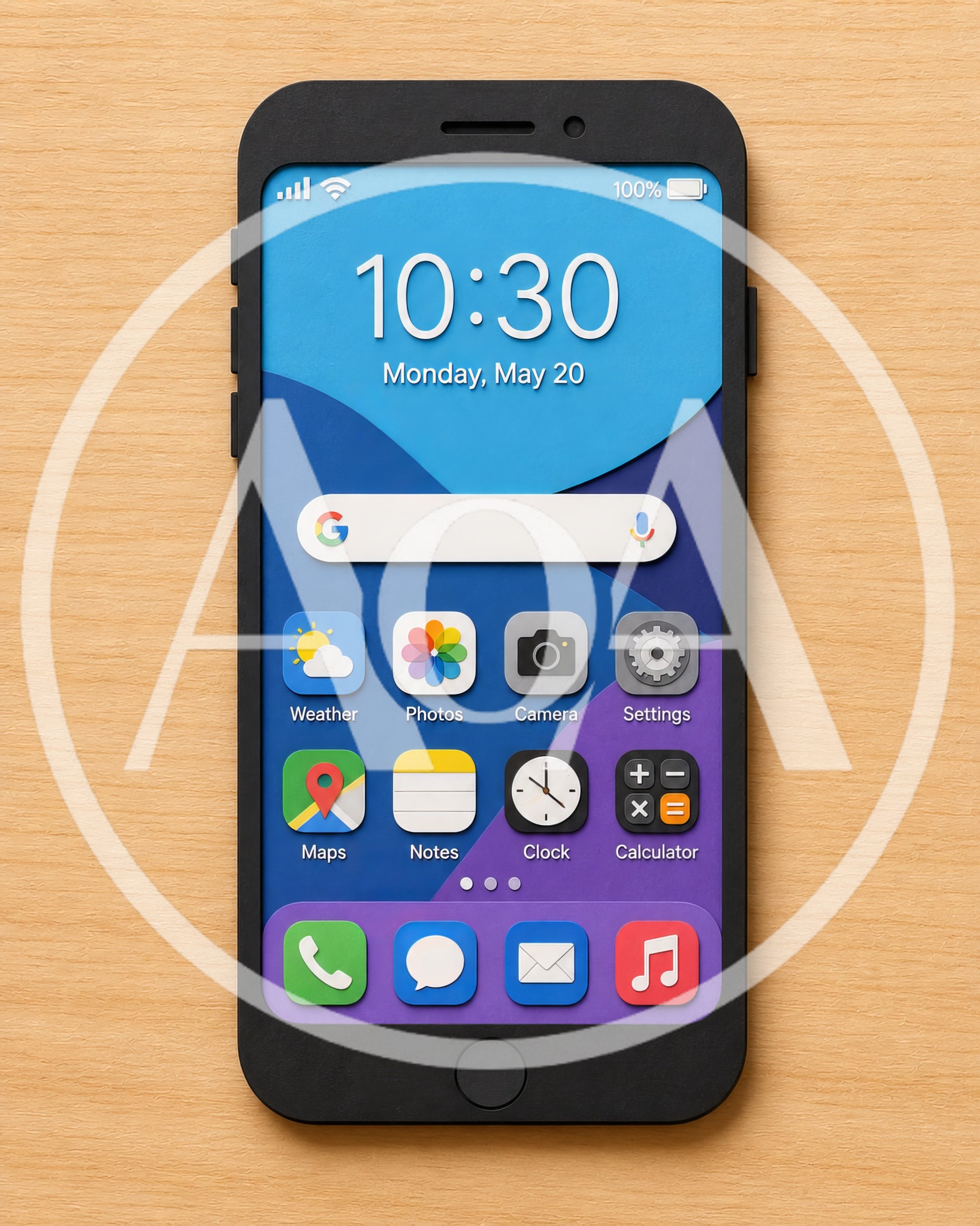 Paper Craft Smartphone With App Icons On Wooden Background