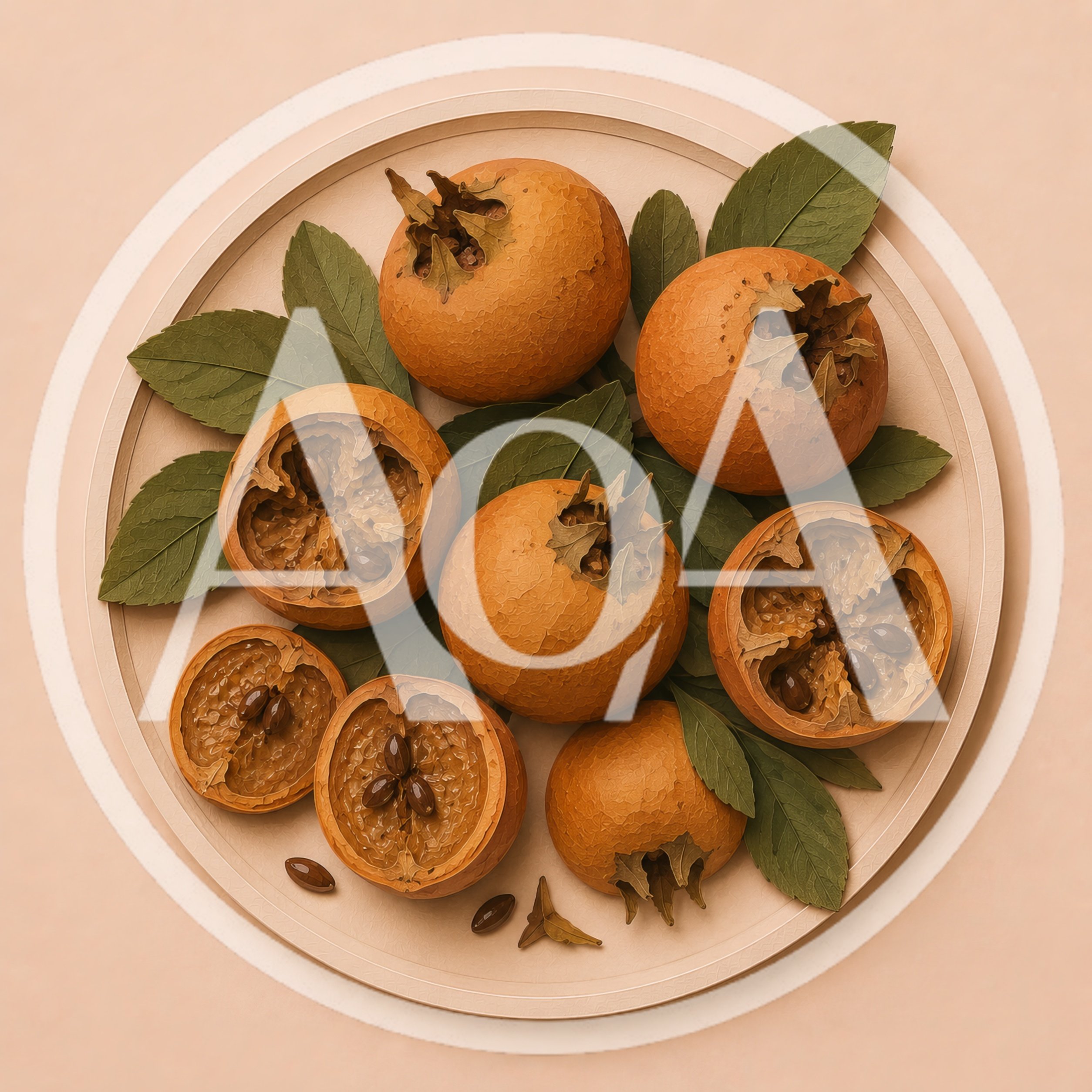 Fresh Medlar Fruits Arranged on a Round Plate