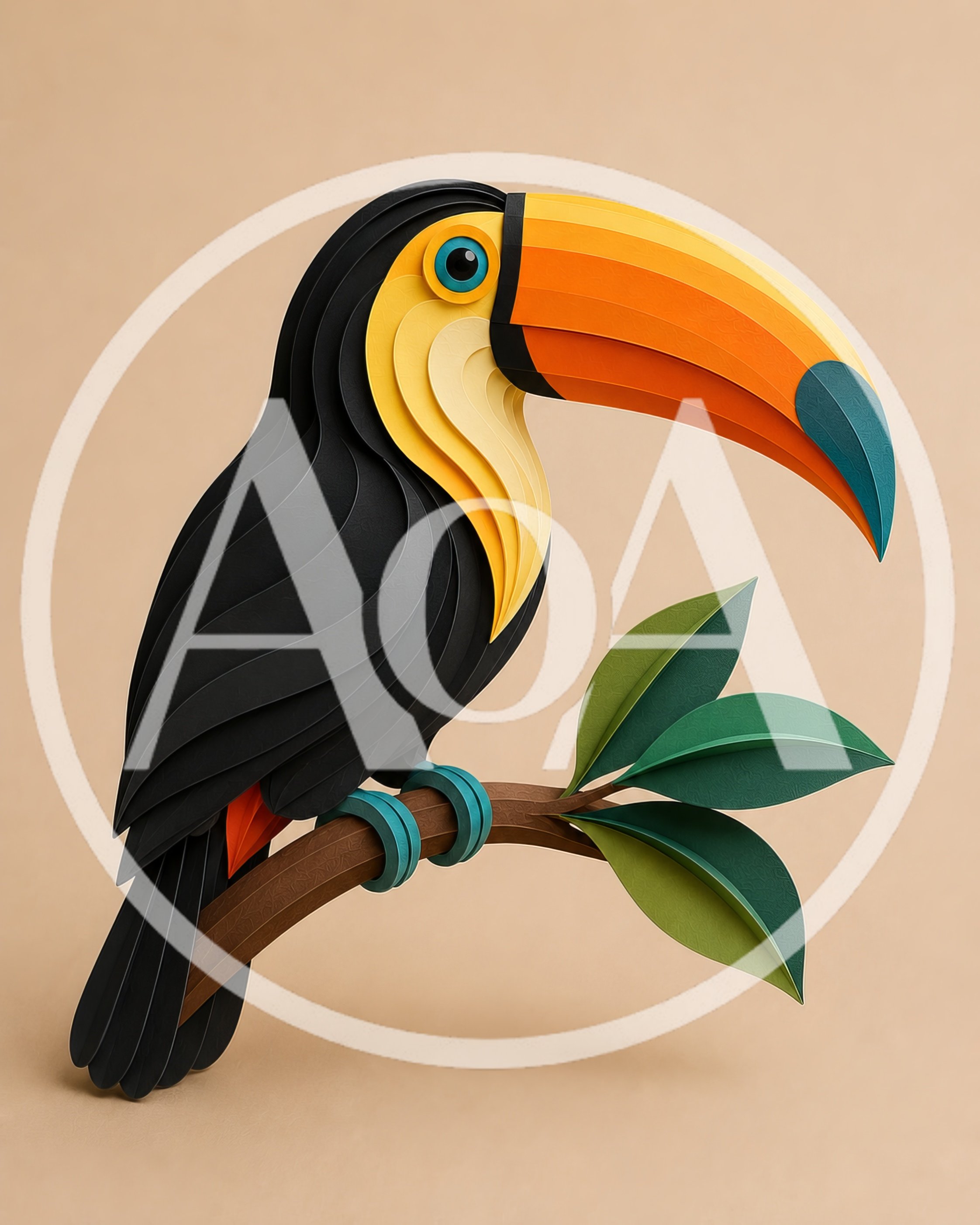 Papercraft Toucan Perched On A Branch
