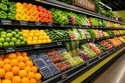 Fresh Produce Display In A Modern Grocery Store