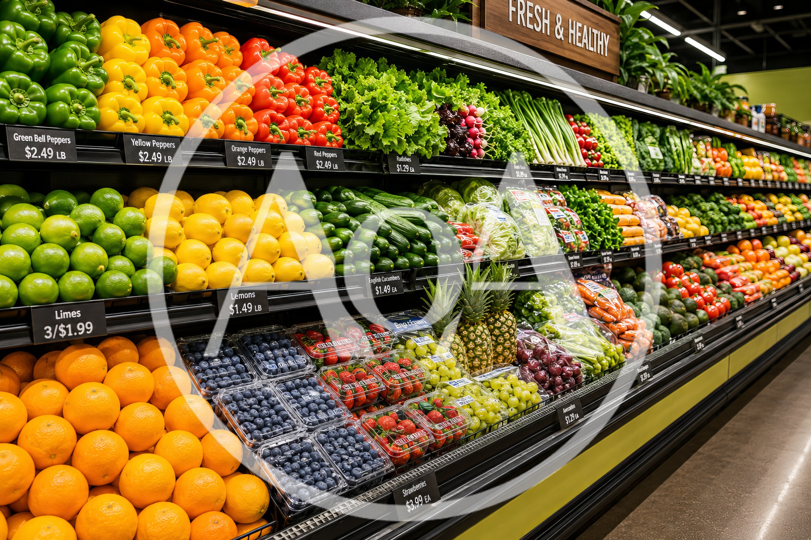 Fresh Produce Display In A Modern Grocery Store