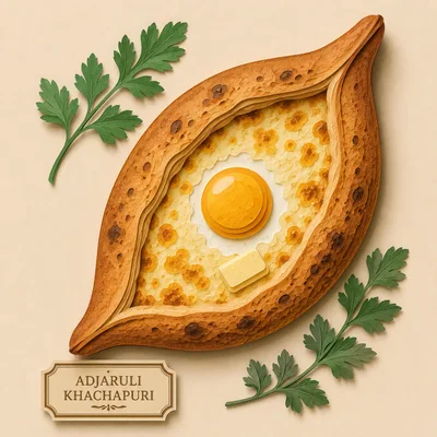 Adjaruli Khachapuri With Egg And Butter
