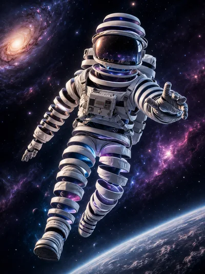 Surreal Astronaut Floating In Deep Space