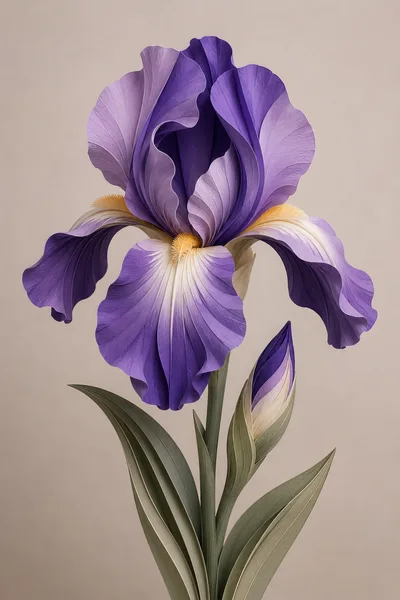 Elegant Purple Iris Flower With Bud