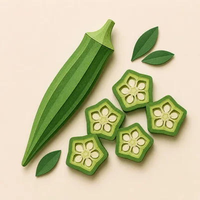 Paper Craft Okra Vegetable Illustration