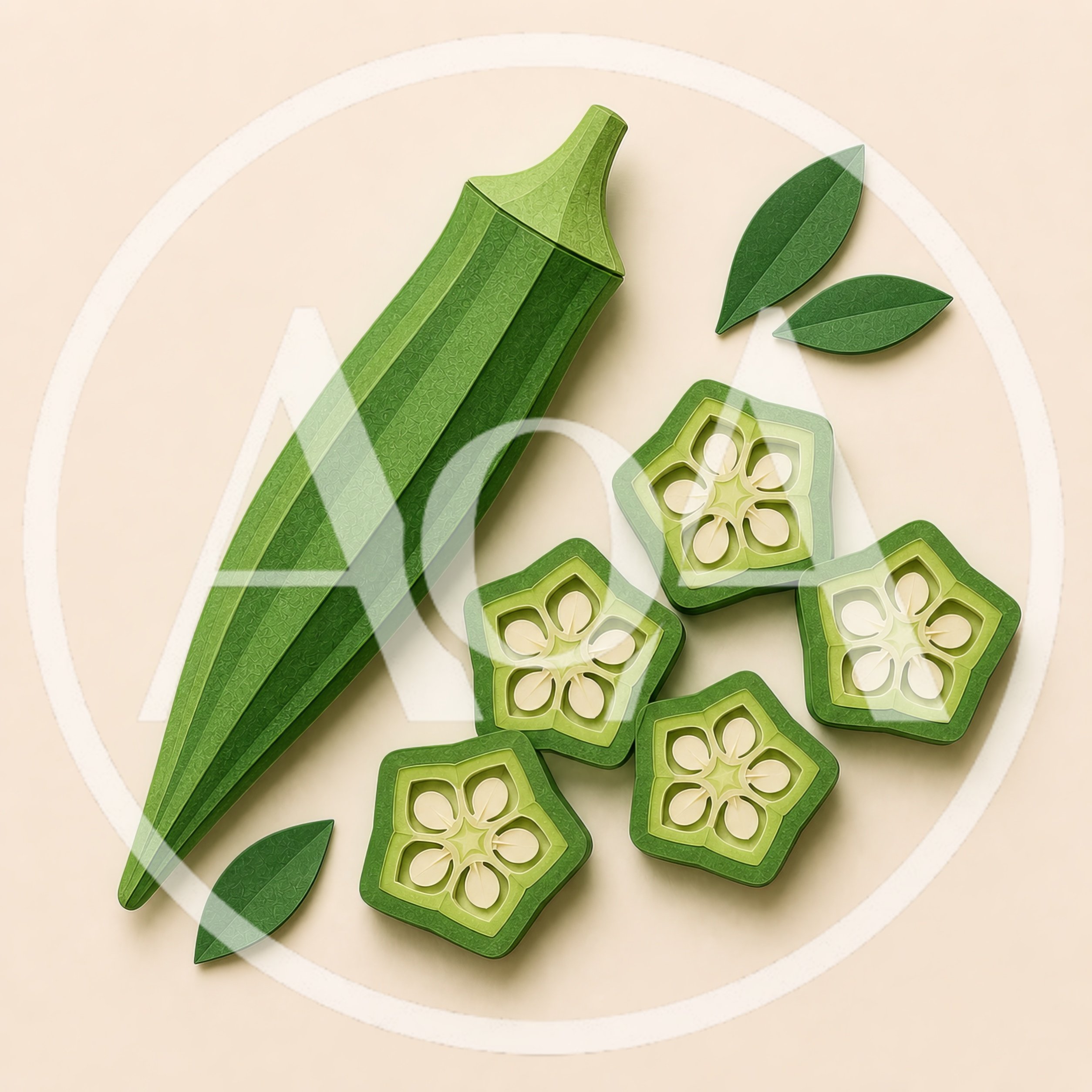 Paper Craft Okra Vegetable Illustration