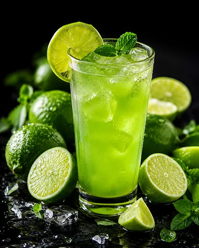 Refreshing Lime Mojito Cocktail With Fresh Mint