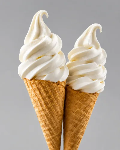 Two Vanilla Soft Serve Ice Cream Cones