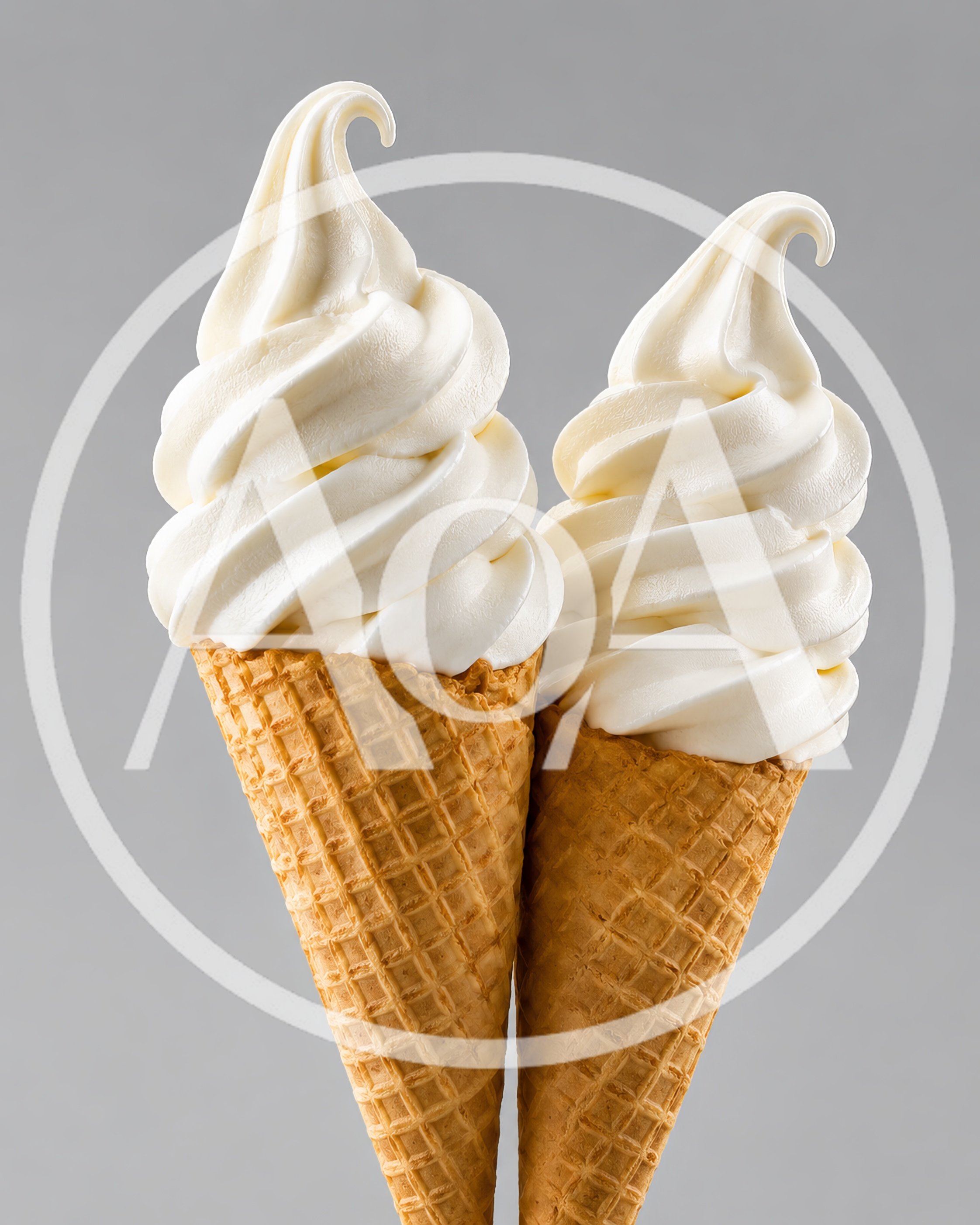 Two Vanilla Soft Serve Ice Cream Cones