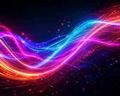 Abstract Digital Data Flow With Neon Light Waves