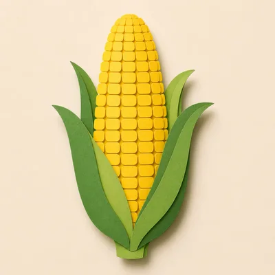Paper Craft Illustration Of A Corn Cob
