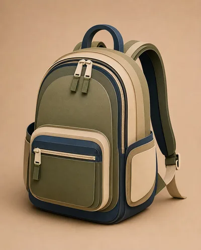 Modern Minimalist Backpack With Olive And Navy Accents