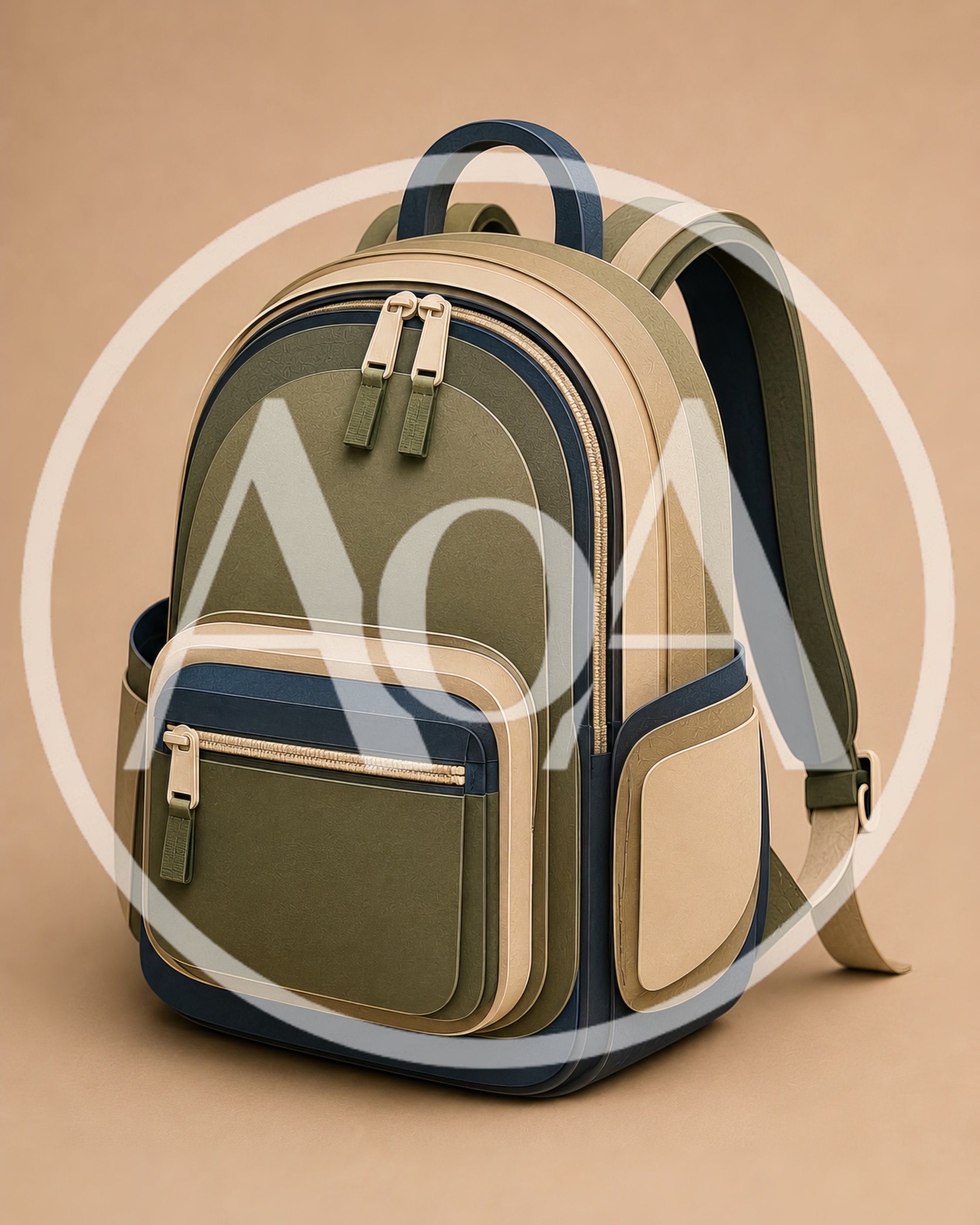Modern Minimalist Backpack With Olive And Navy Accents