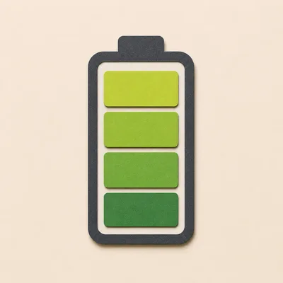 Paper Cutout Style Battery Icon With Four Charge Bars