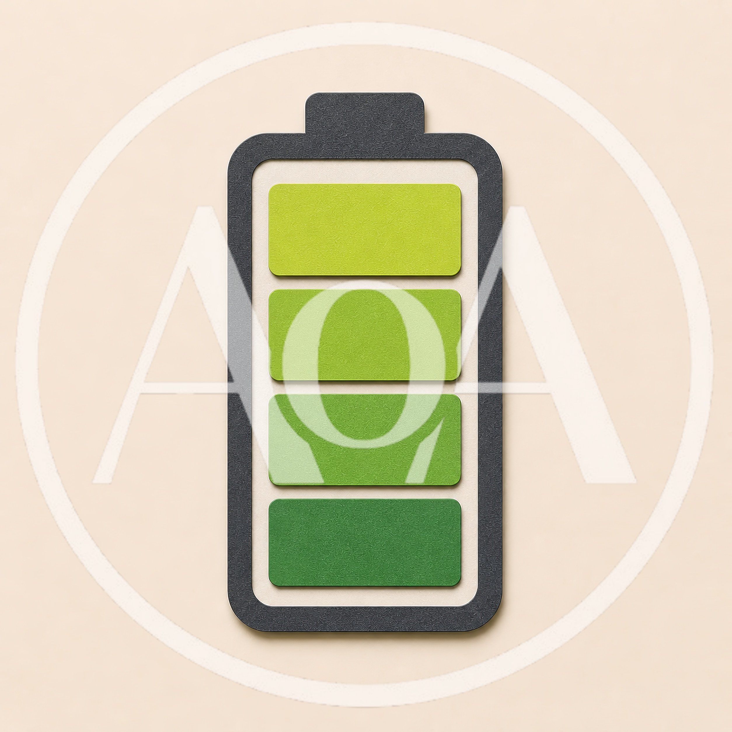 Paper Cutout Style Battery Icon With Four Charge Bars