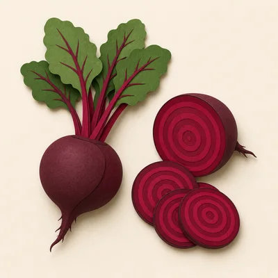 Paper Craft Beetroot With Sliced Beetroot Pieces