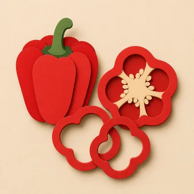 Paper Craft Red Bell Pepper Illustration