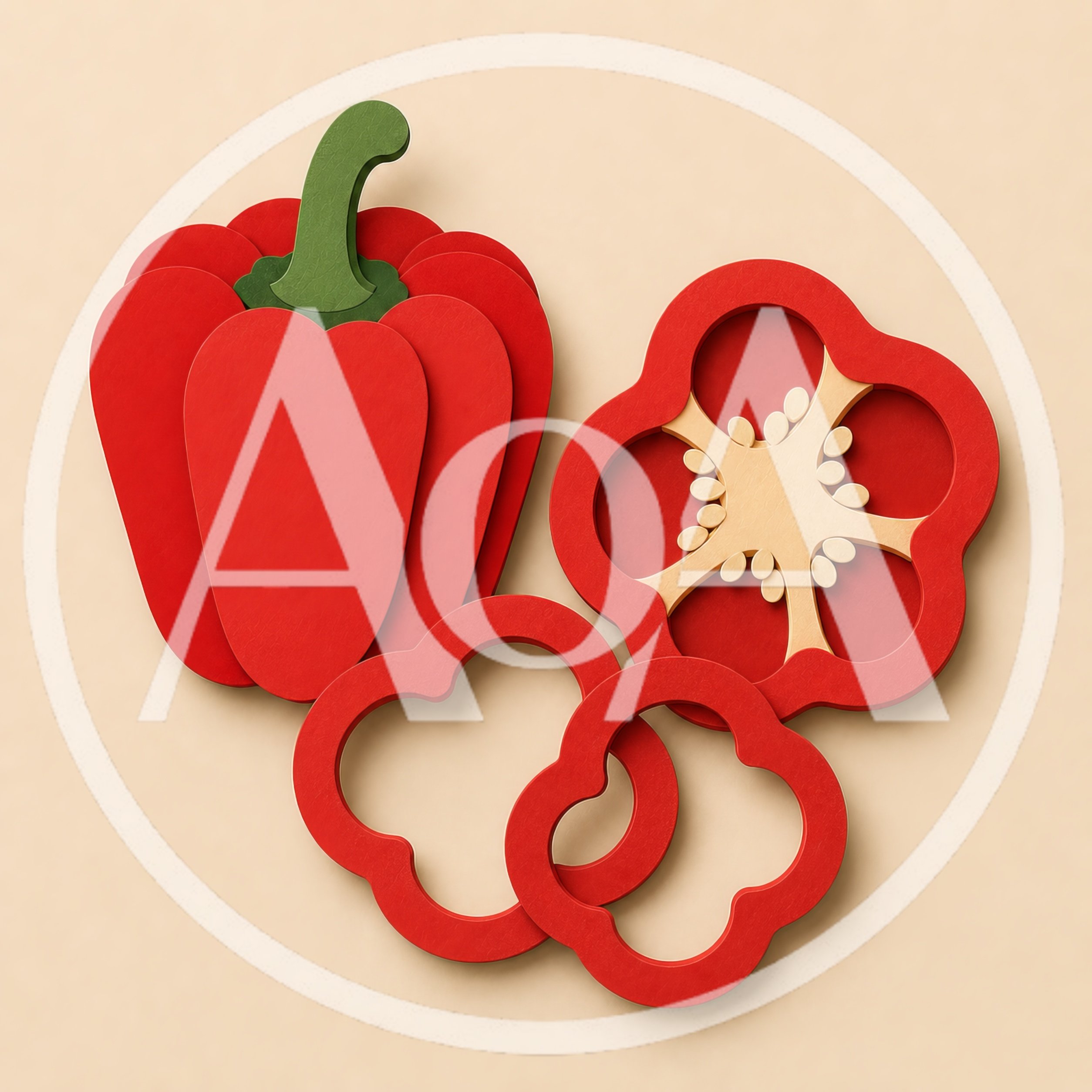 Paper Craft Red Bell Pepper Illustration