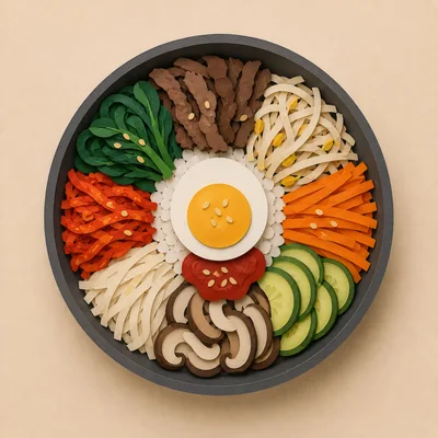 Paper Craft Illustration Of Korean Bibimbap Bowl