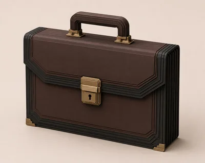 Brown Leather Briefcase With Brass Hardware