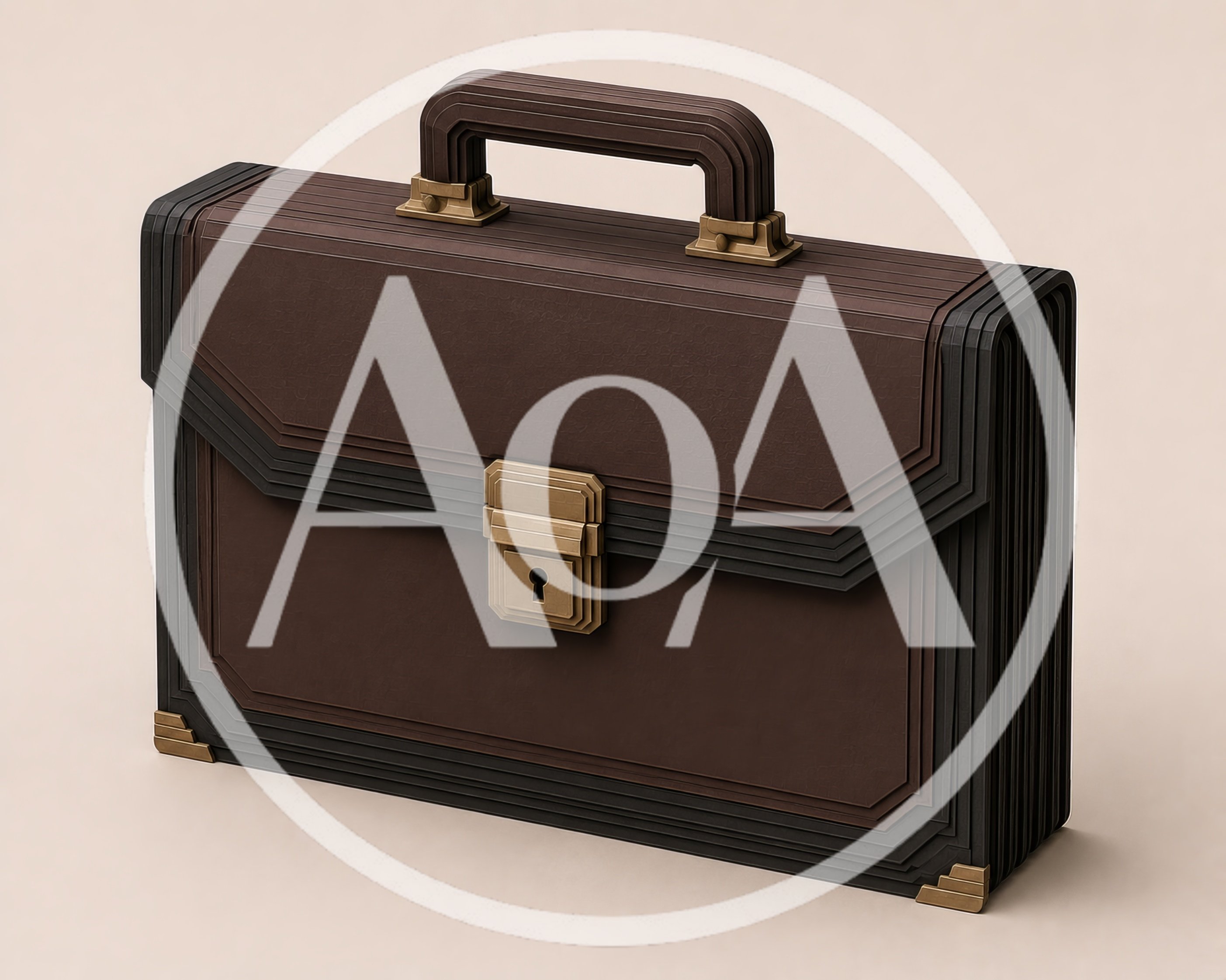 Brown Leather Briefcase With Brass Hardware