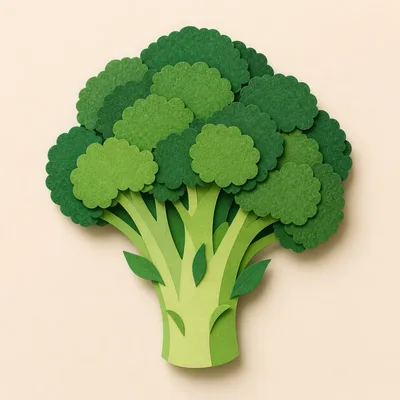 Paper Cutout Broccoli Illustration On Beige Background