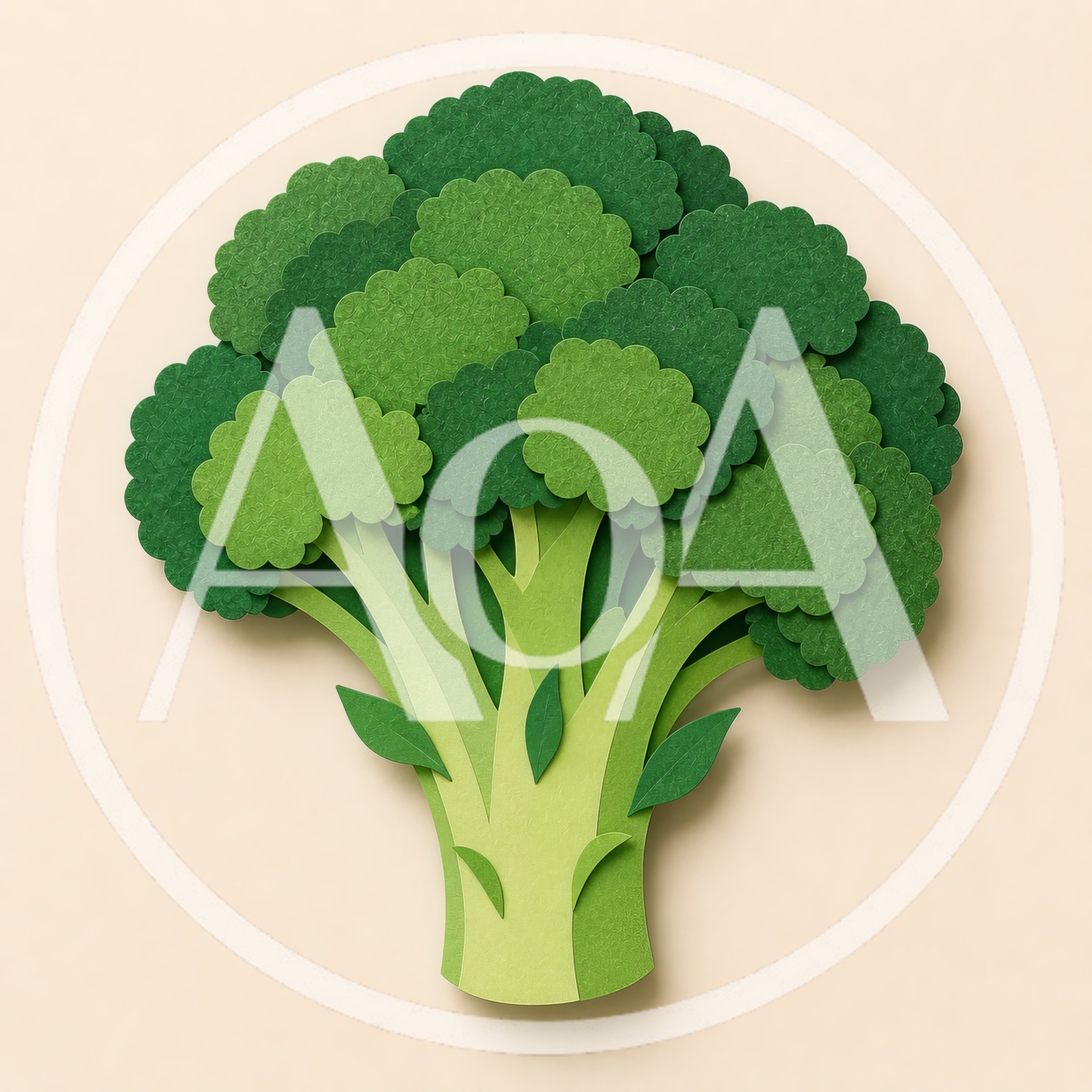 Paper Cutout Broccoli Illustration On Beige Background