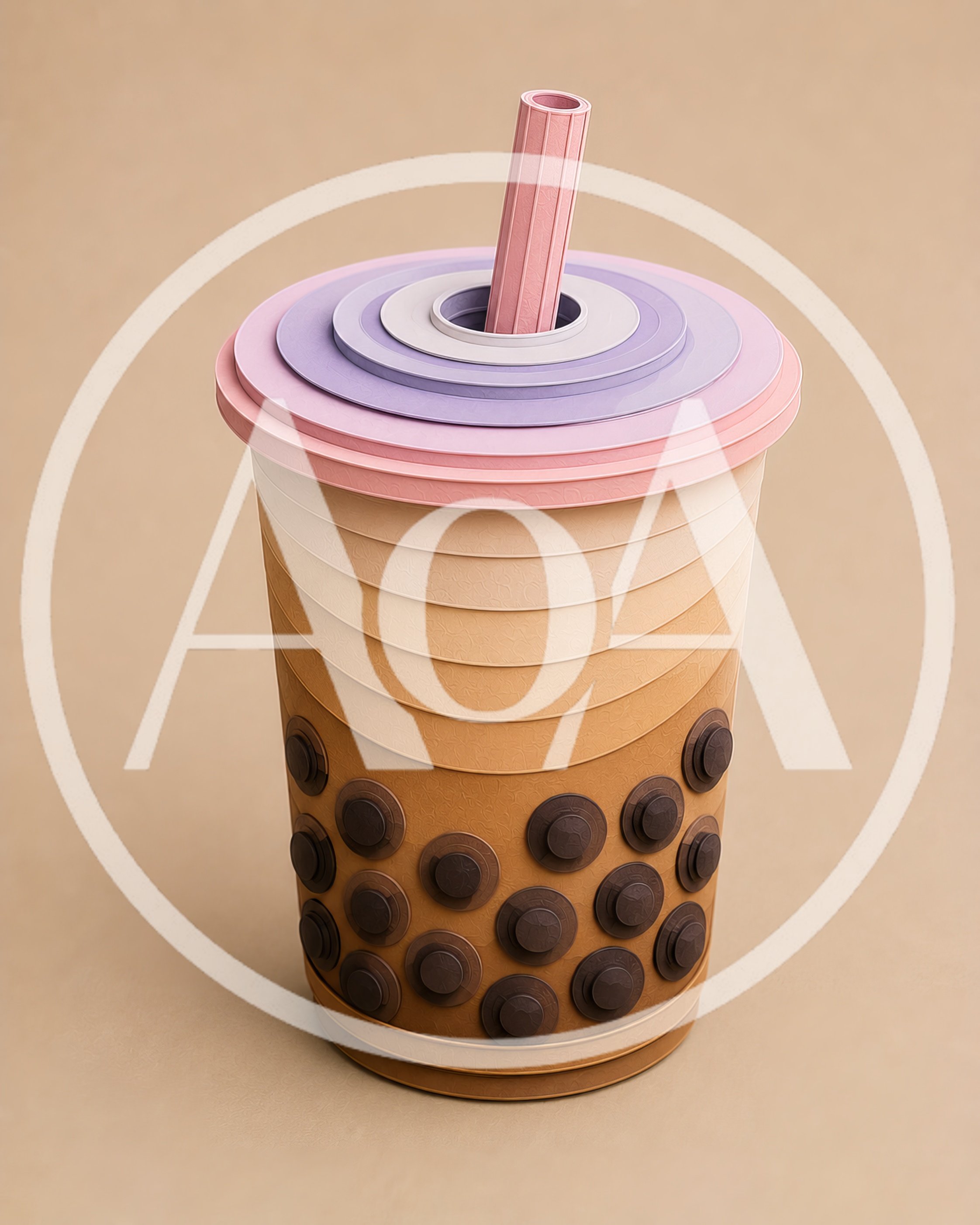 Paper Craft Bubble Tea Cup Illustration
