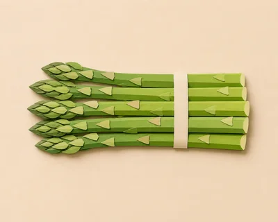 Paper Craft Asparagus Bundle on Beige Background
