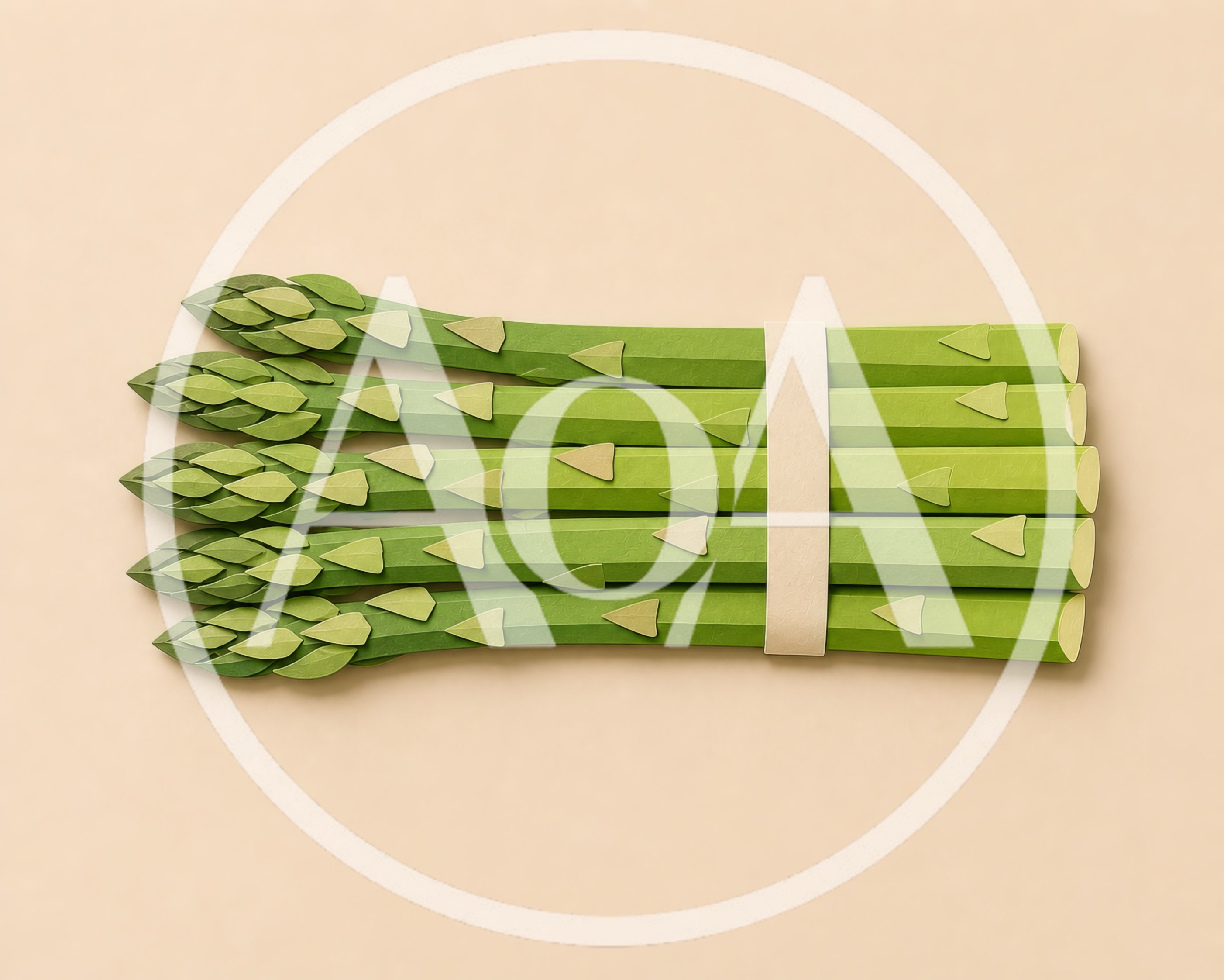 Paper Craft Asparagus Bundle on Beige Background
