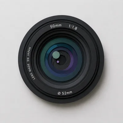 Minimalist Paper Cutout Camera Lens Illustration
