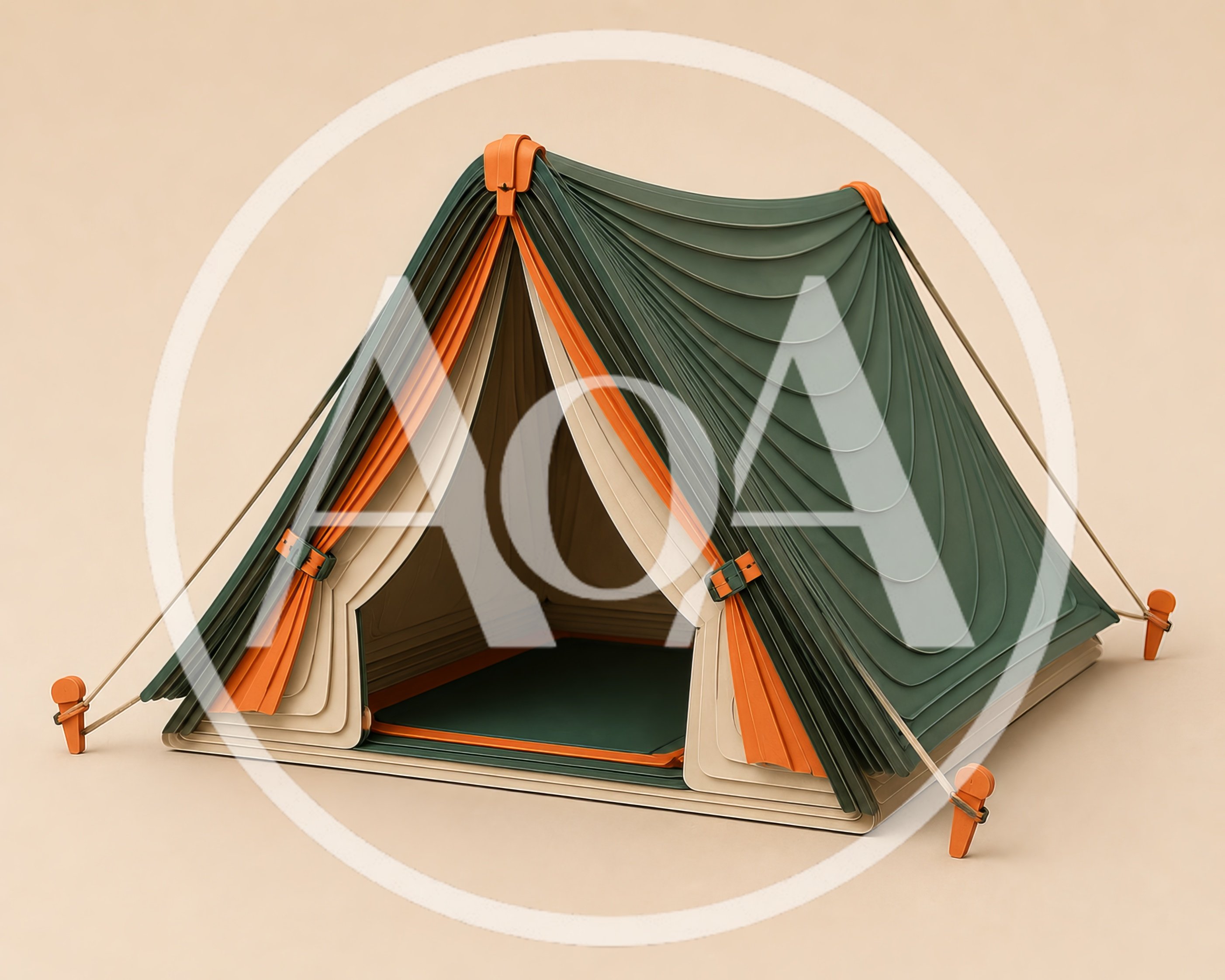 Stylized 3D Render of a Layered Paper Tent