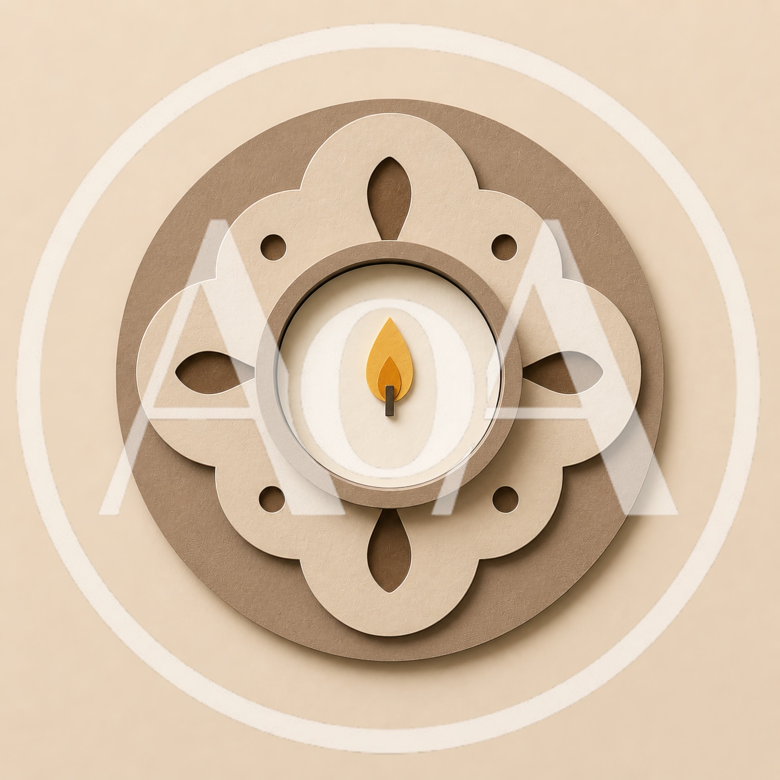 Minimalist Paper Cutout Diya Lamp Illustration