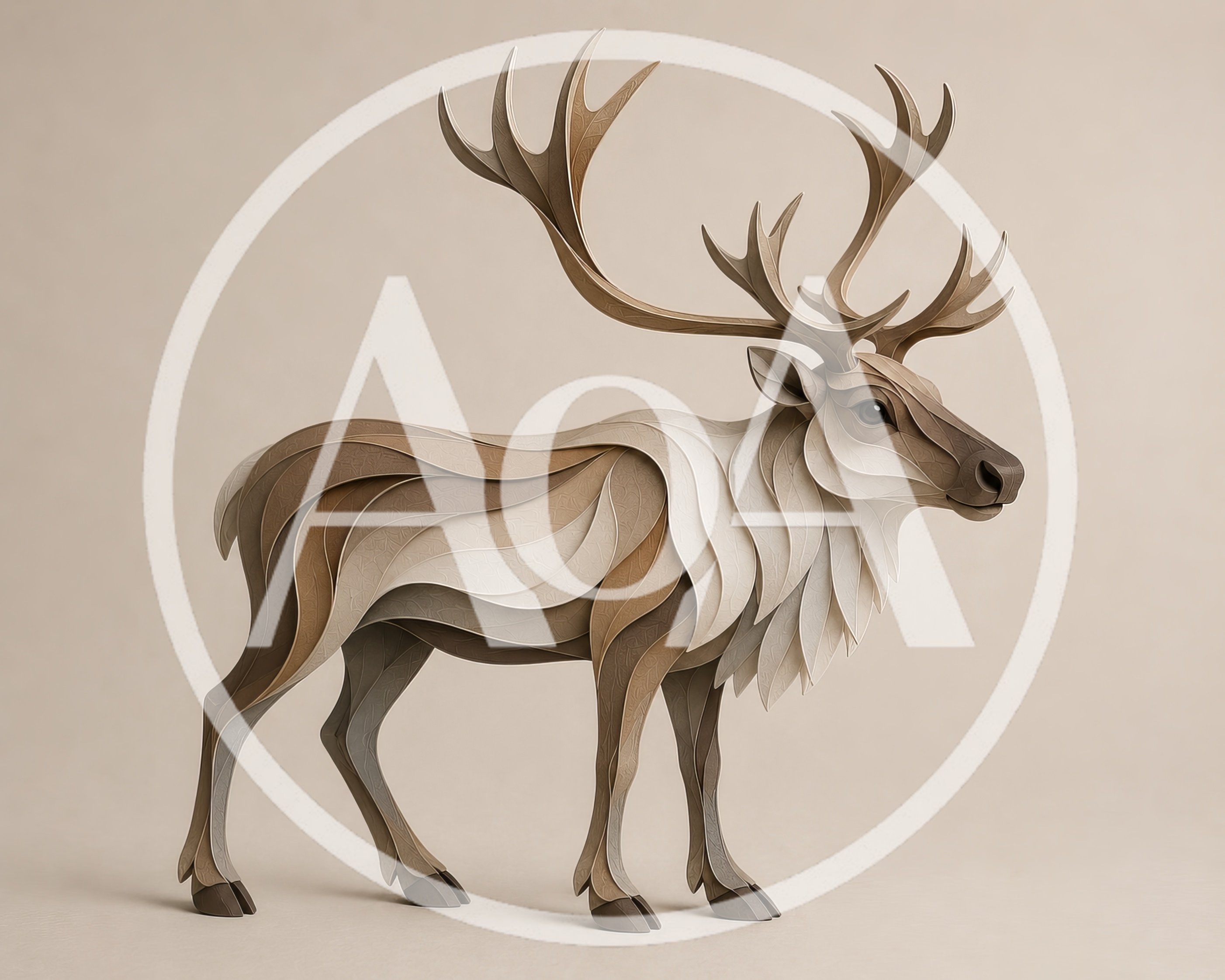 Stylized Paper Cutout Reindeer Illustration