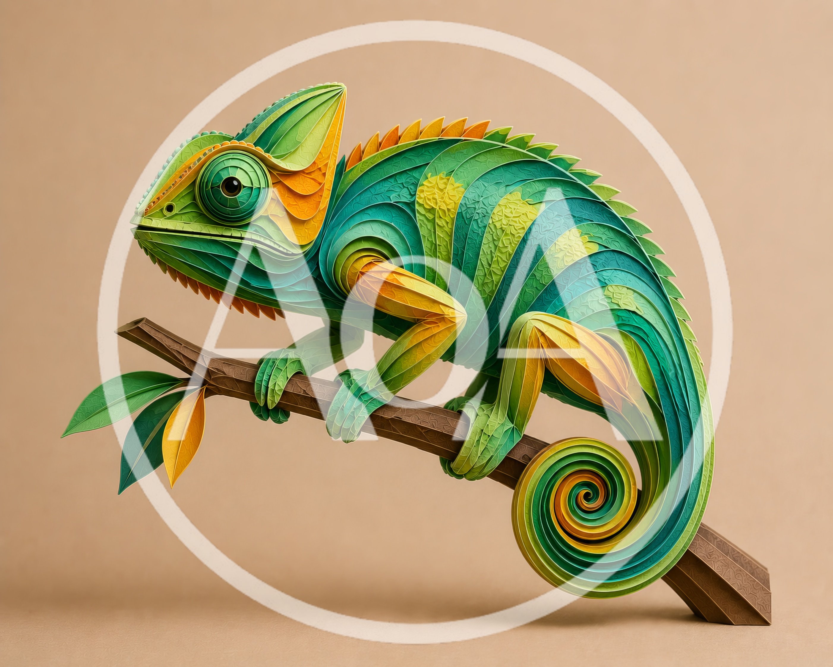 Paper Quilling Art Of A Colorful Chameleon