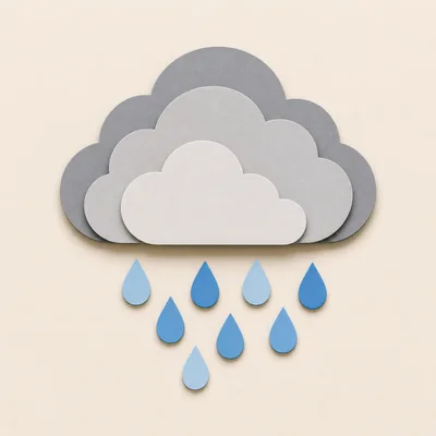 Layered Paper Cutout Cloud With Raindrops