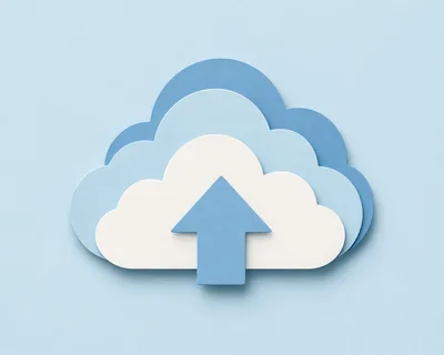 3D Paper Cutout Cloud Upload Icon