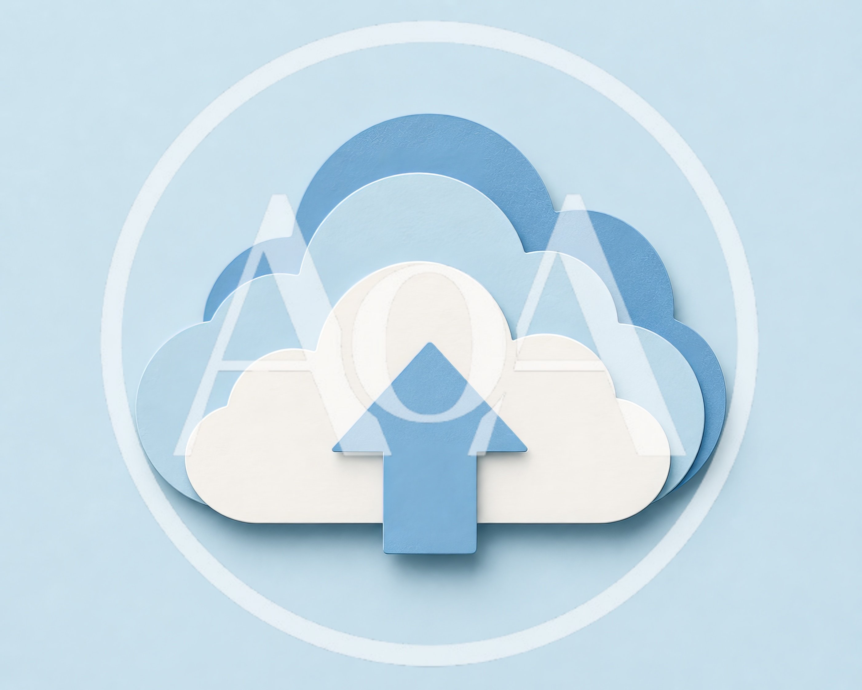 3D Paper Cutout Cloud Upload Icon